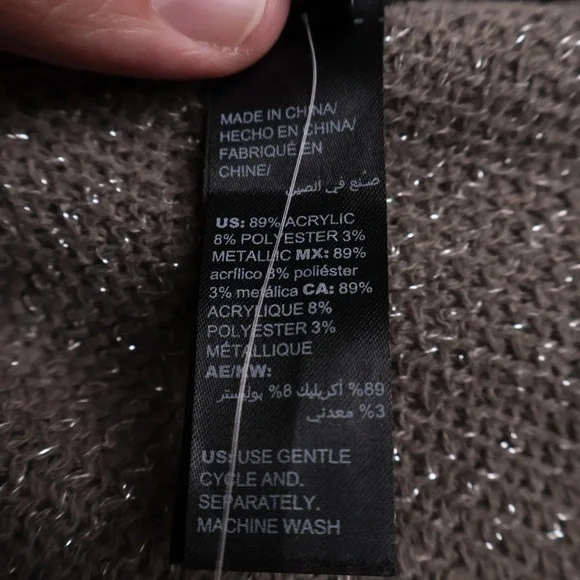 White House Black Market Yarn Ruana Womens M/L Mercury New Metallic Fringe Wrap - Picture 5 of 8